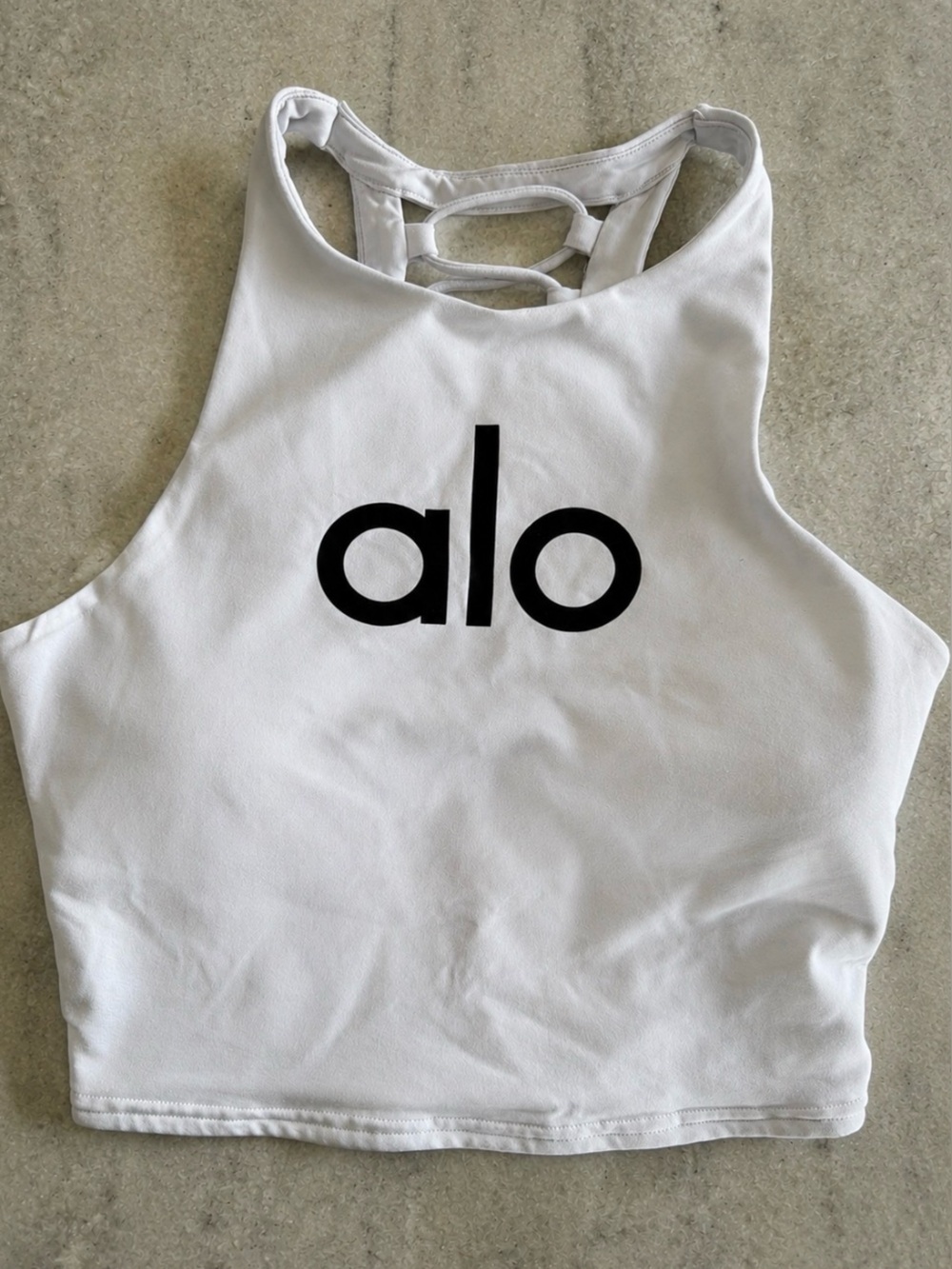 Alo Yoga Women’s Movement Sports Bra Crop Top w/ Lace Up Back - White - medium